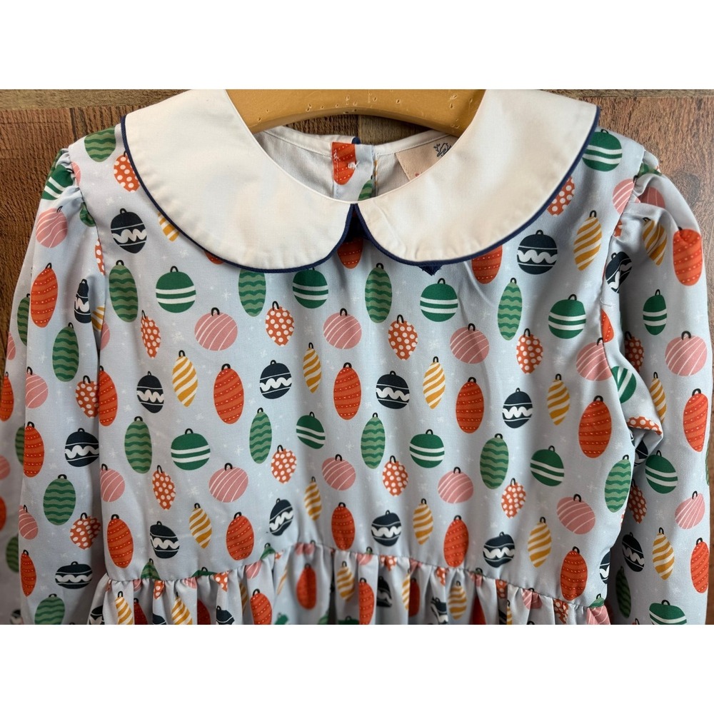 Smockingbird Christmas Ornament Long Sleeve Dress 8 Lined Dress